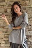Agnes Stripe Trapeze Top Grey Marl
